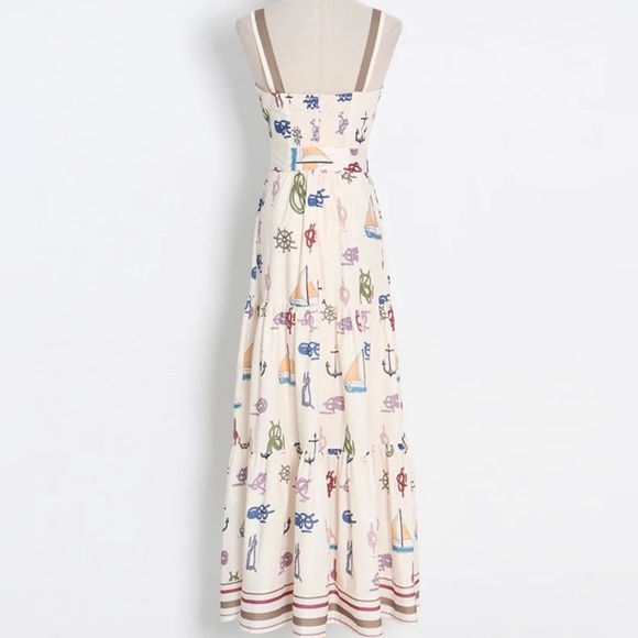 Lena Vie Ships Ahoy Sundress In Cotton, Nautical Print, (Alemais Like Sundress) - Picture 6 of 7